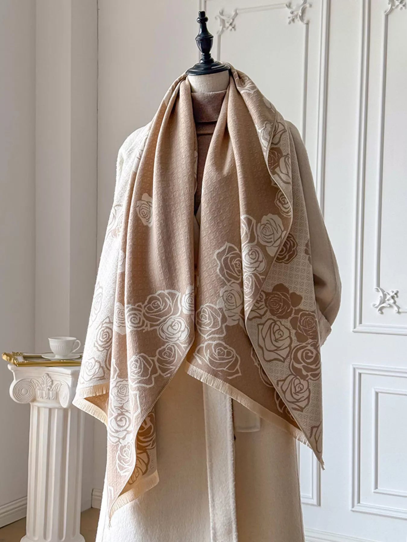 Rose Pattern Warm Scarf