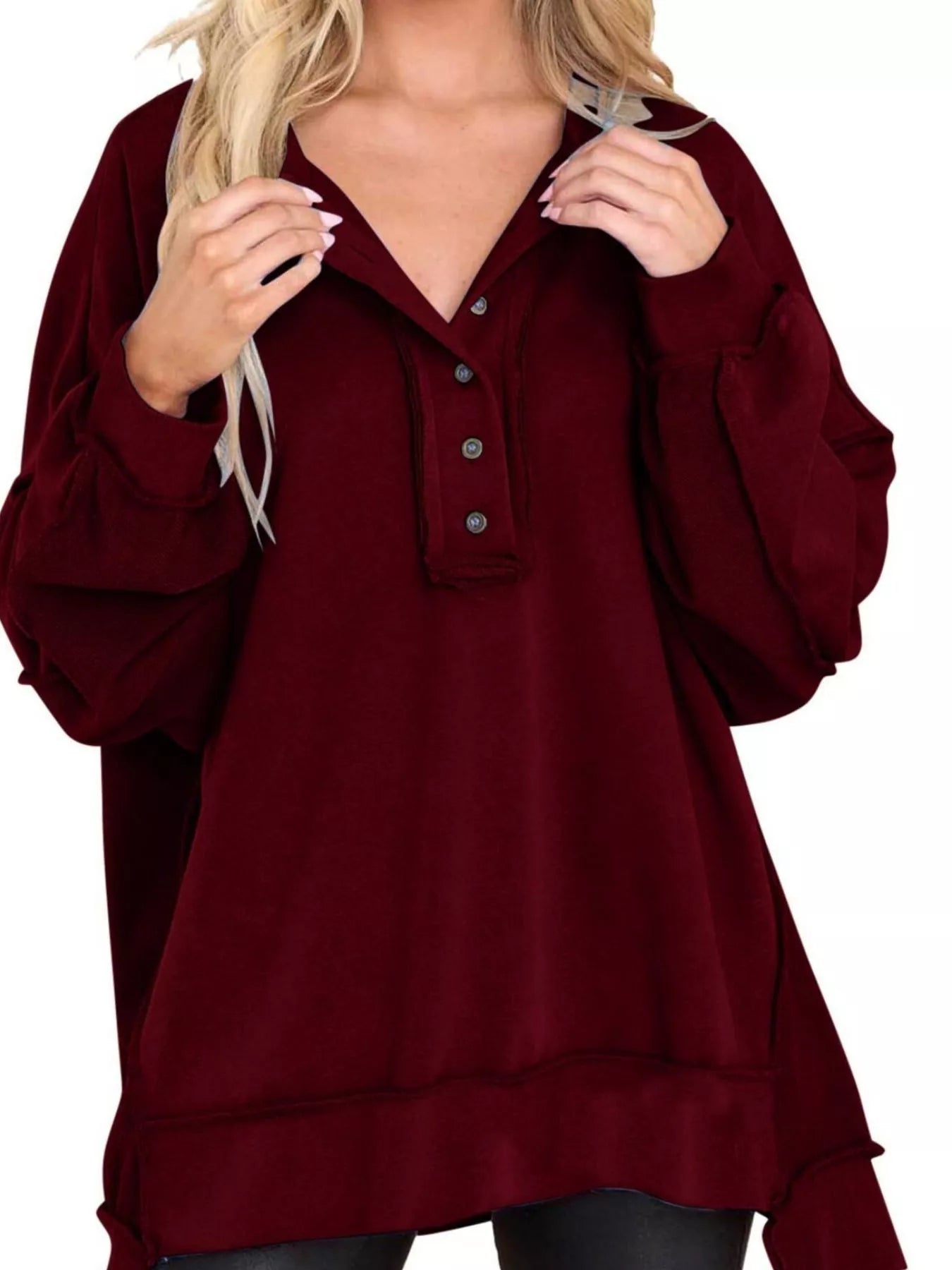 Half Snap Long Sleeve Sweatshirt