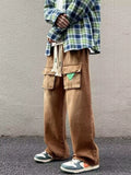 Men's Full Size Vintage Washed Wide Leg Cargo Jeans Plus Size