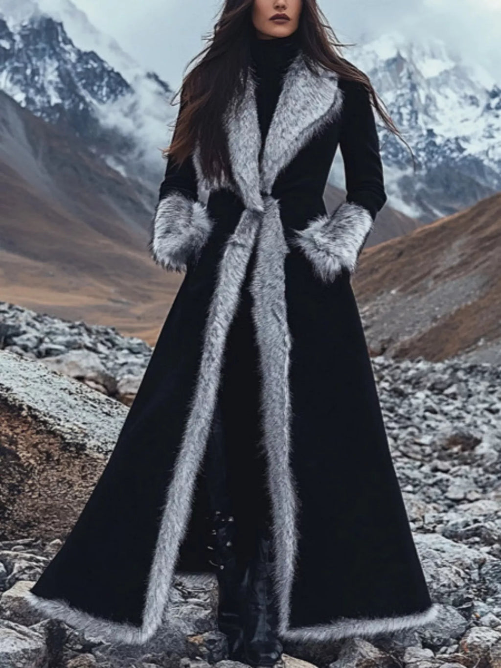 Full Size Faux Fur Trimmed Outerwear Plus Size