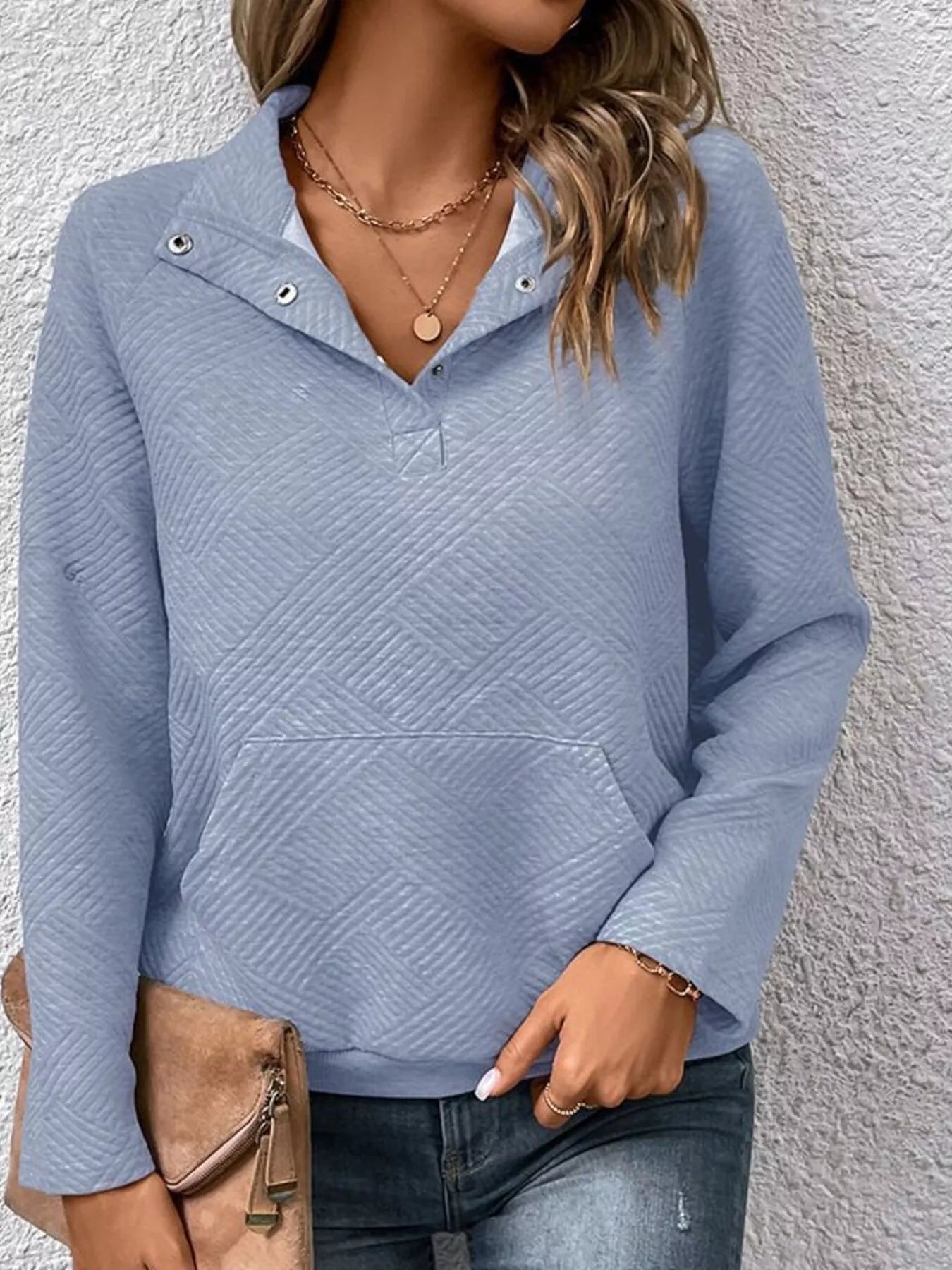 Textured Quarter Snap Sweatshirt