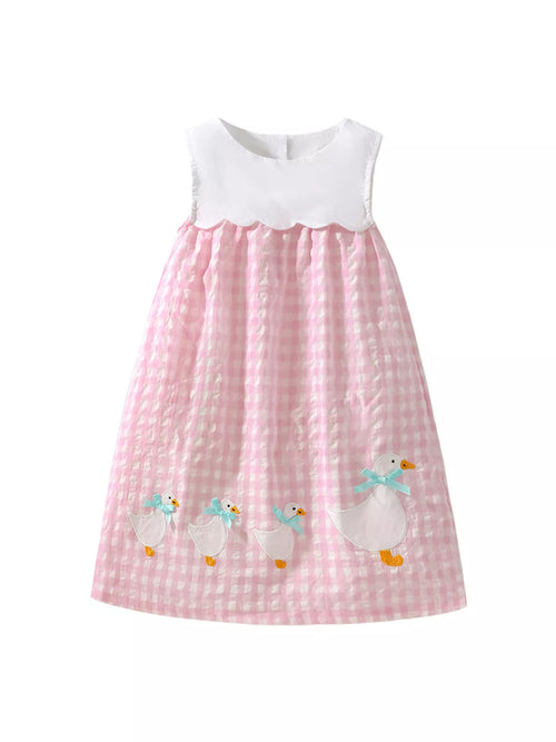 Children's Gingham Goose Sleeveless Dress