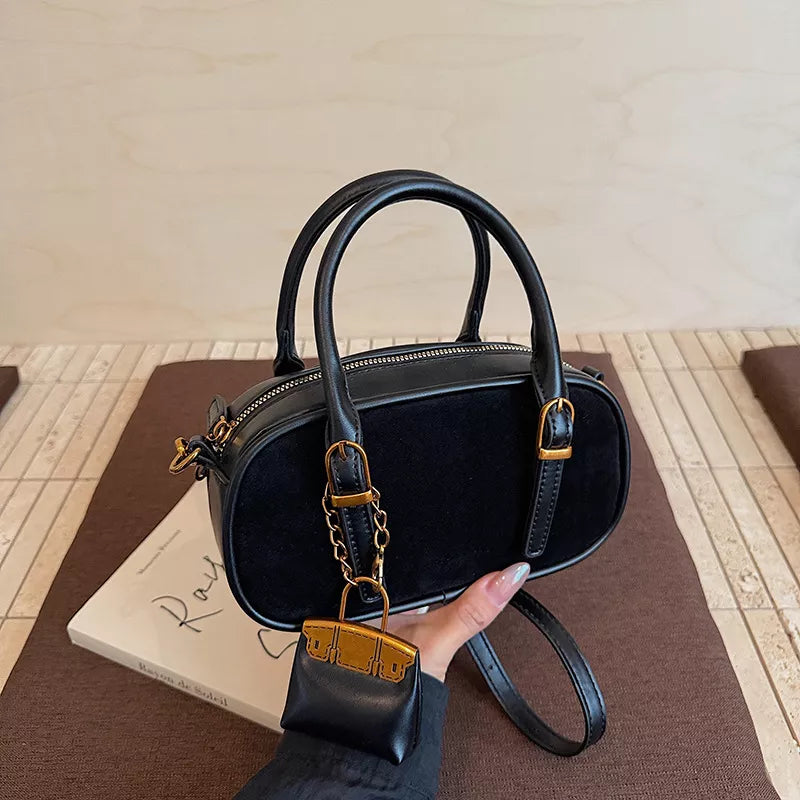 Barrel Crossbody Bag with Detachable Charm
