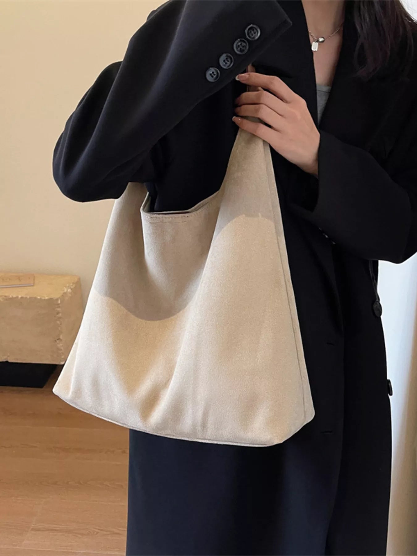 Solid Color Casual Suede Handbag