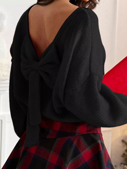 Bow Back Long Sleeve Sweater