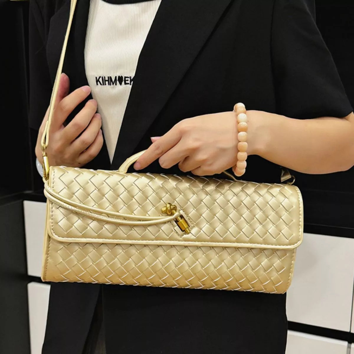 Woven Leather Crossbody Bag