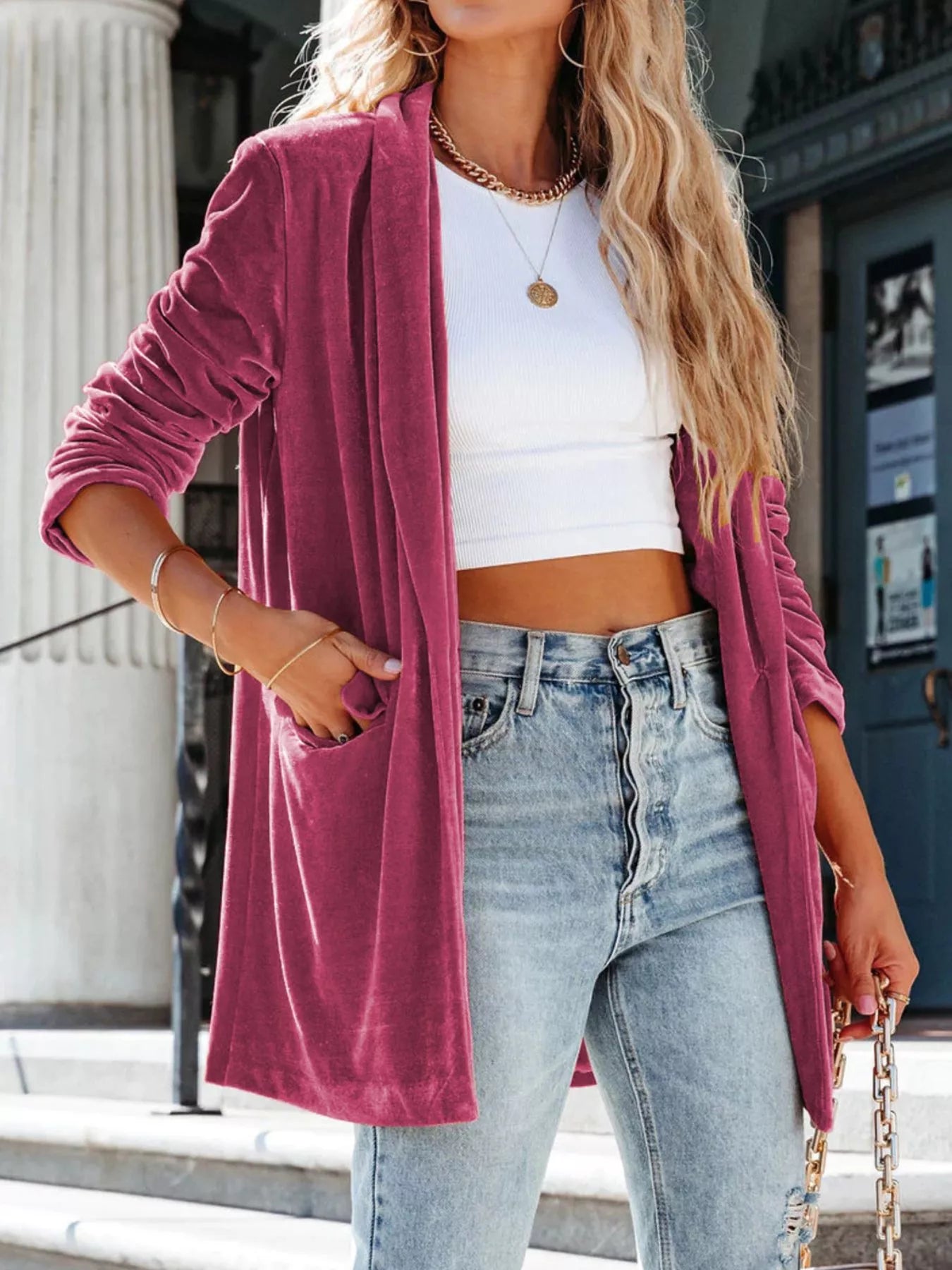 Velvet One Button Outerwear