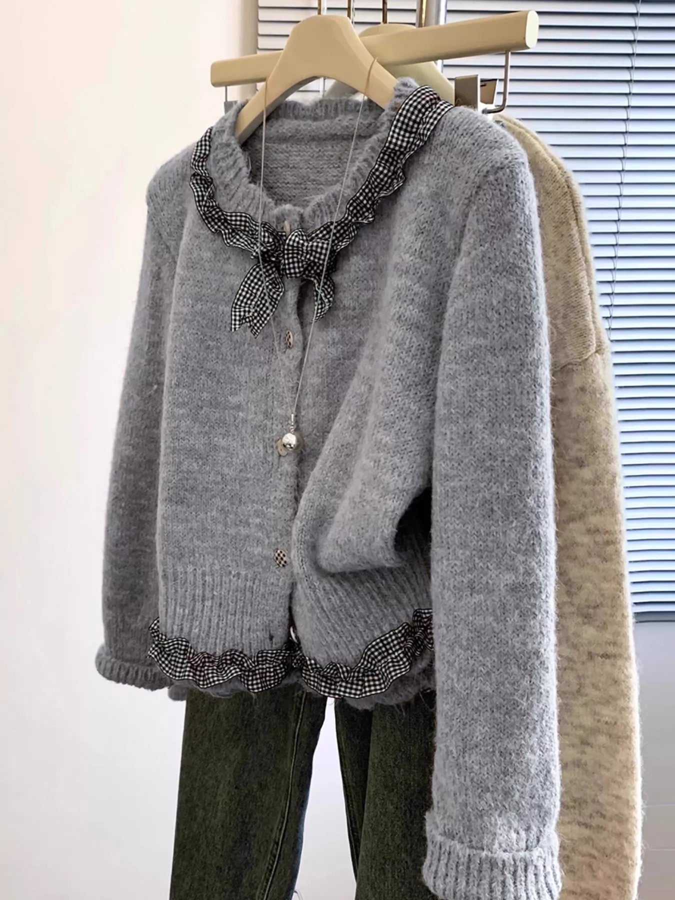 Ruffle Trim Button Up Cardigan