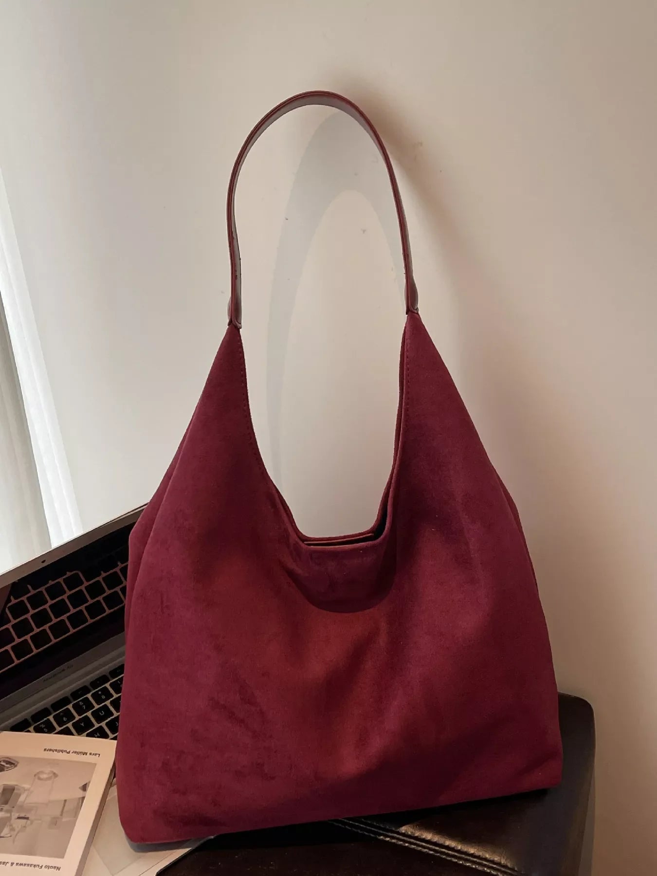 Solid Color Casual Suede Handbag