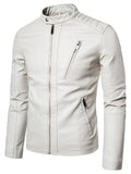 Men's Plus Size Zip Up Leather Moto Jacket