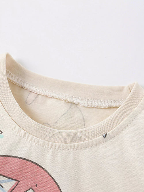 Children's Ocean Print Round Neck Tee and Shorts Set