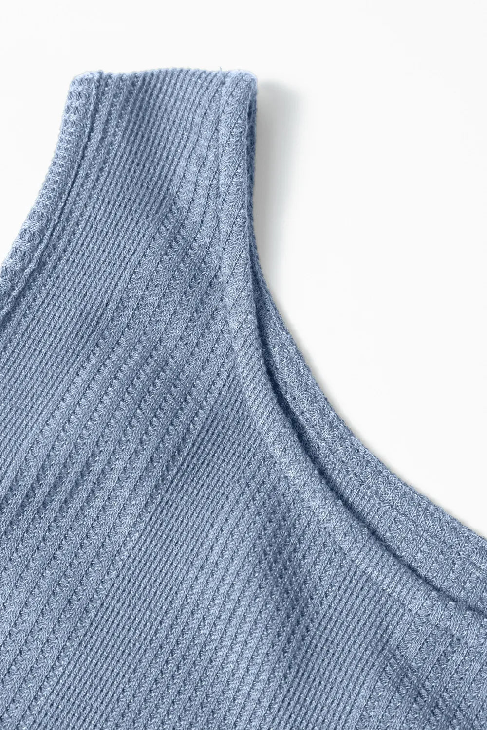 Color Ribbed Ruffle Tank Top and Pants Set