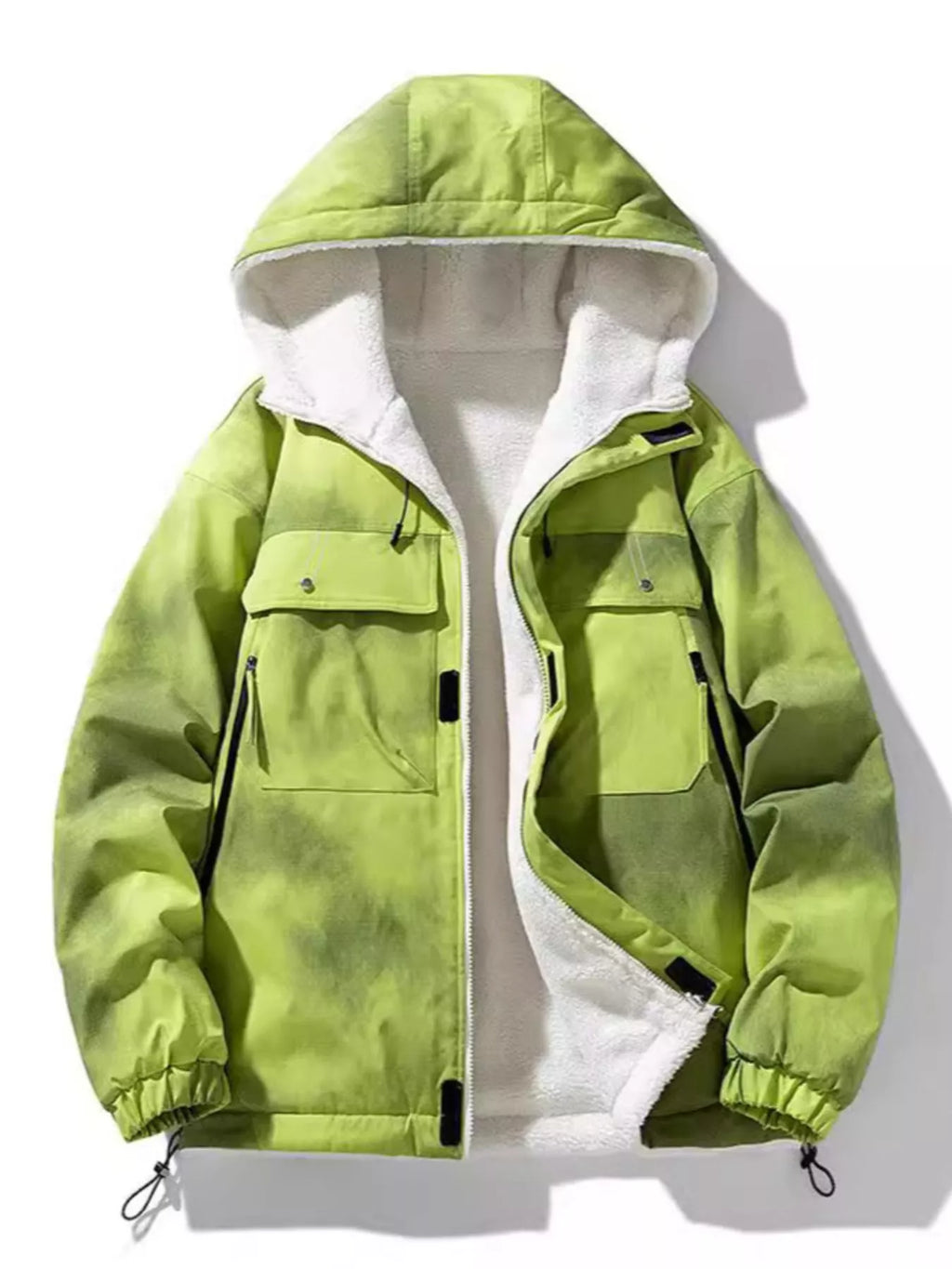 Men's Full Size Hooded Fleece Lined Windproof Jacket Plus Size