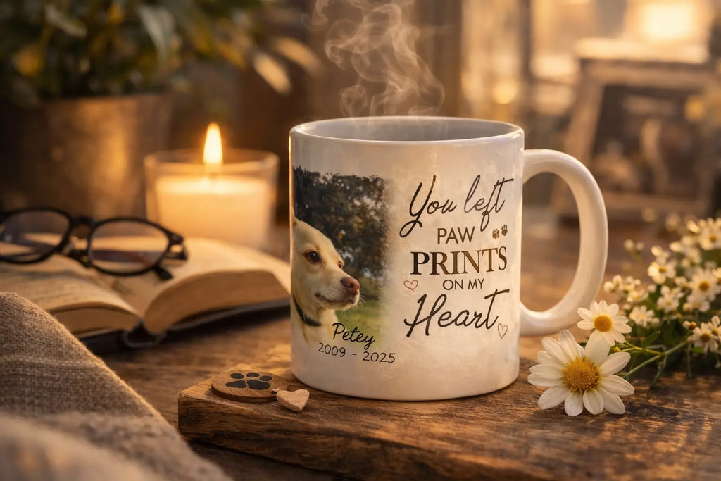 You Left Paw Prints on My Heart Personalized Pet Memorial Mug