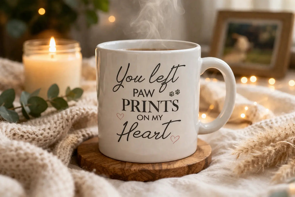 You Left Paw Prints on My Heart Personalized Pet Memorial Mug