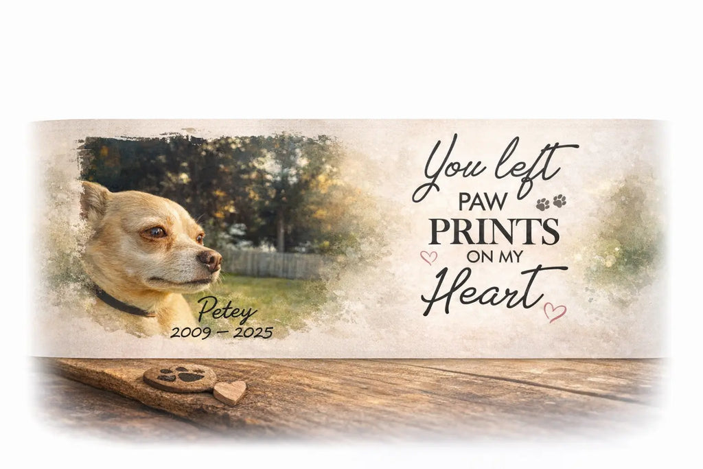 You Left Paw Prints on My Heart Personalized Pet Memorial Mug