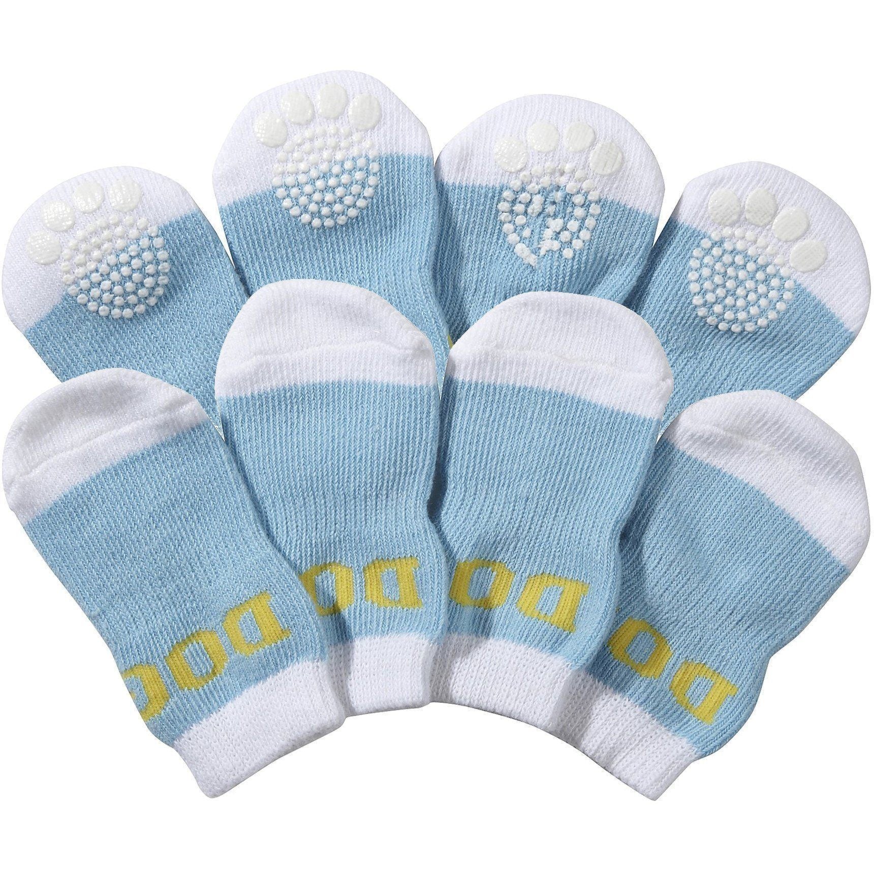 Pet Life ® Anti-Slip Rubberized Gripped Breathable Stretch Pet Dog Socks - Set of 4