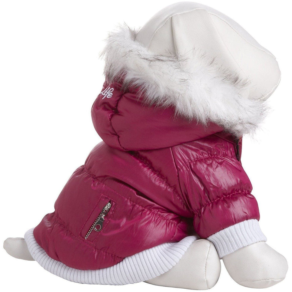 Pet Life ® Classic Metallic Fashion 3M Insulated Dog Coat Parka  w/ Removable Hood