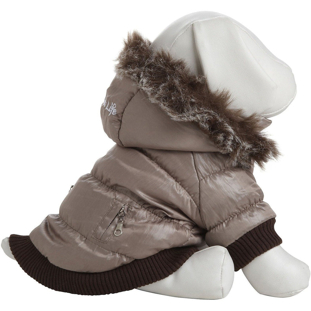 Pet Life ® Classic Metallic Fashion 3M Insulated Dog Coat Parka  w/ Removable Hood