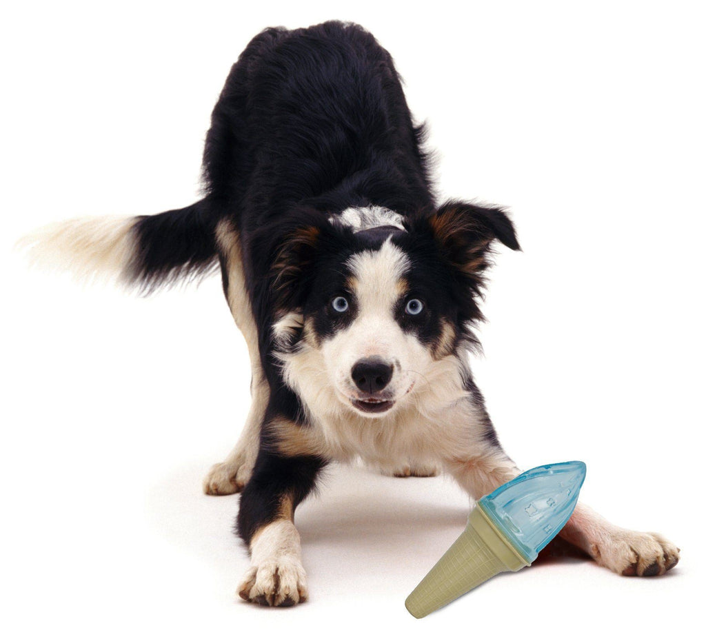 Pet Life ® 'Lick & Gnaw' Ice Cream Cone Freezable and Chewable Tossing Waterproof Floating Pet Dog Toy w/ Insertable Treat pocket